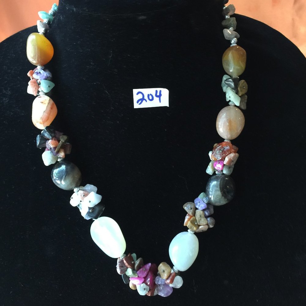 #204 Multi Colored Stone Necklace, NWT